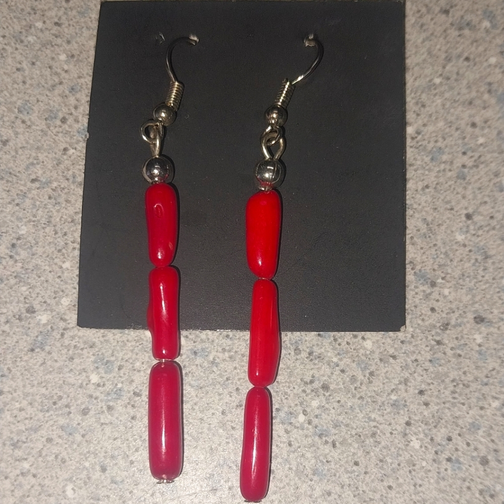 Vintage Genuine Red Coral, Navajo Made Earings!